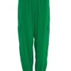 Green Satin Cargo Trousers