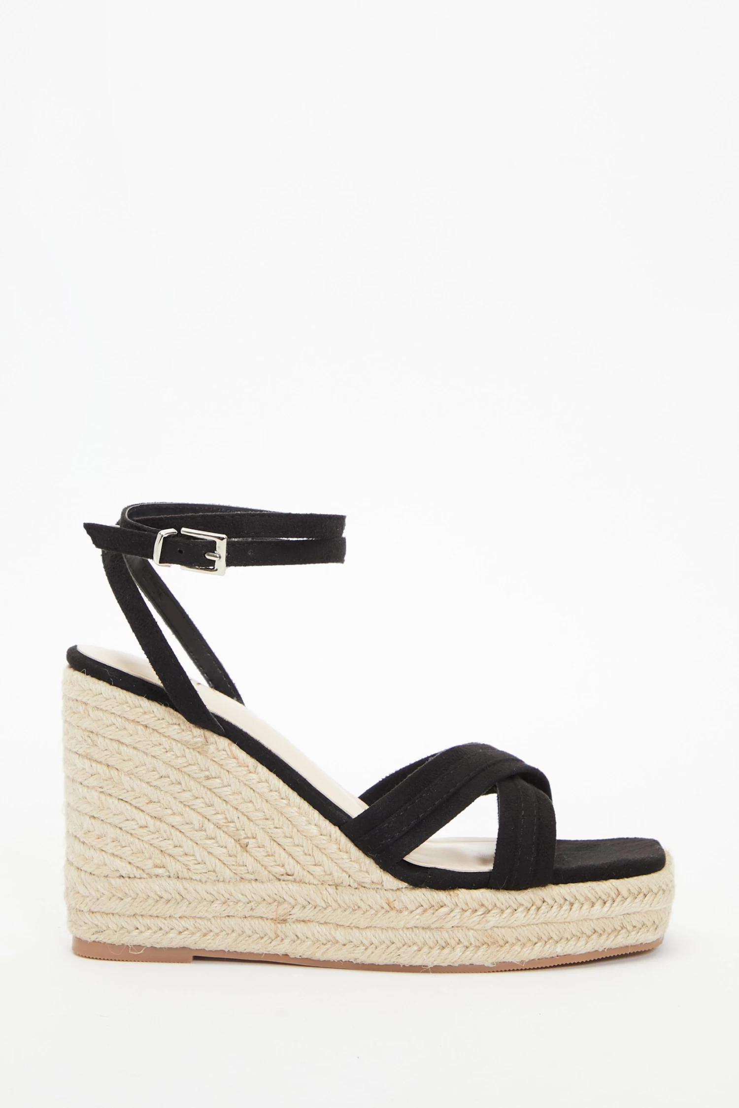 Black Cross Strap Wedges - Image 2