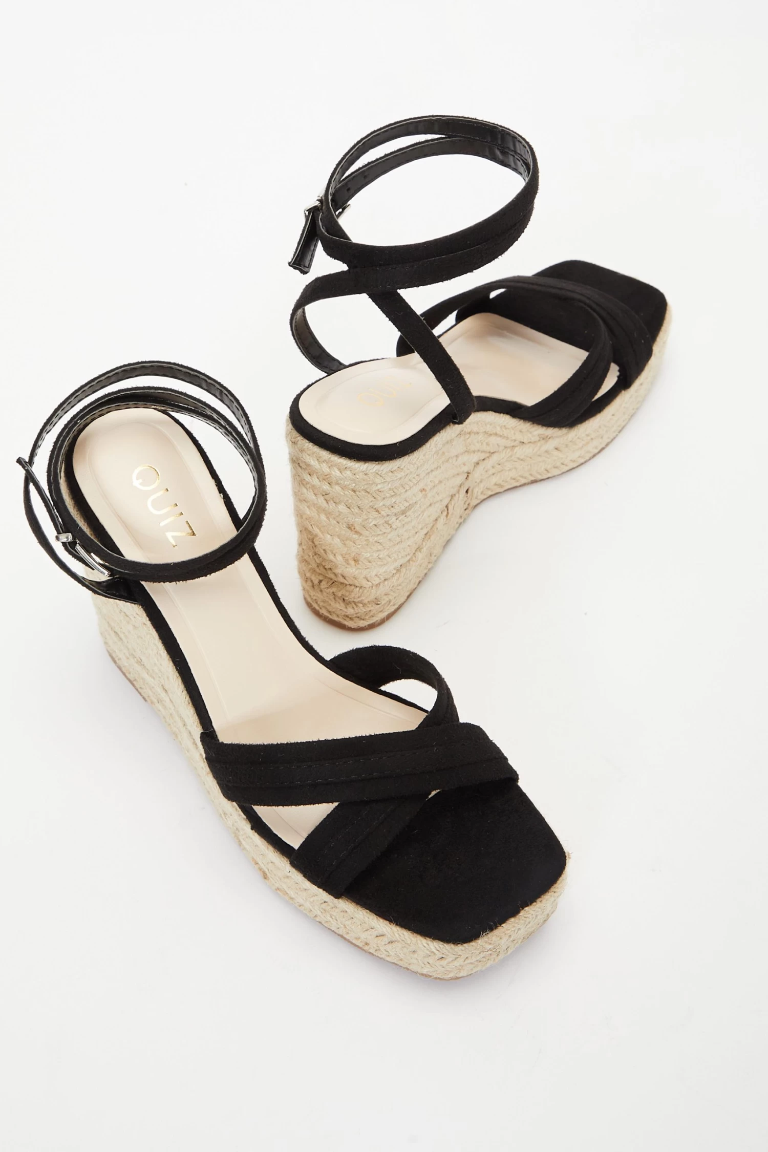 Black Cross Strap Wedges - Image 4