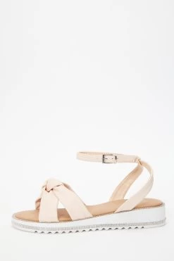 Pink Diamante Knot Sandals