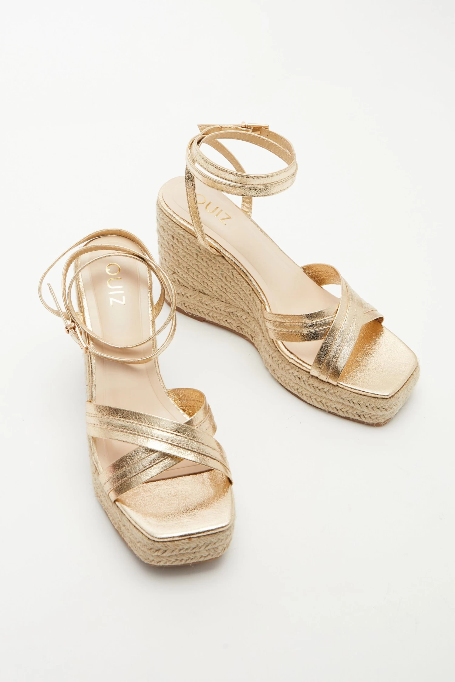 Gold Cross Strap Wedges - Image 4