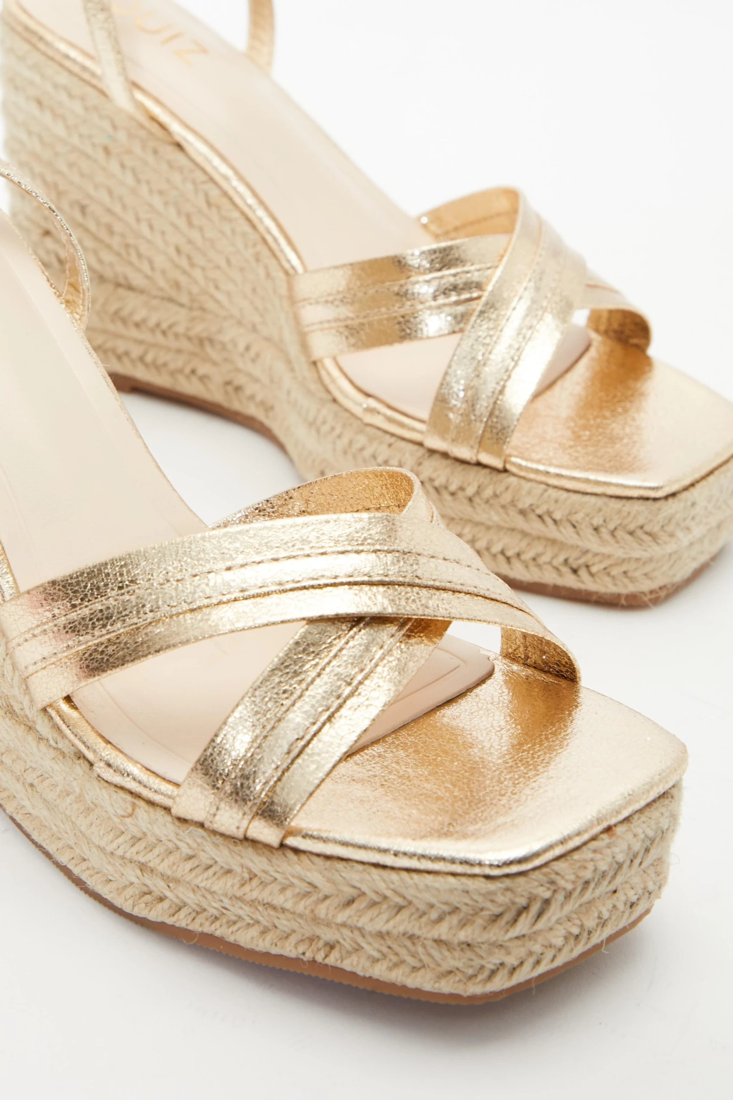 Gold Cross Strap Wedges - Image 5
