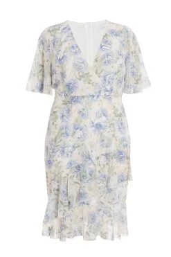 Curve Pink Floral Frill Midi Dress