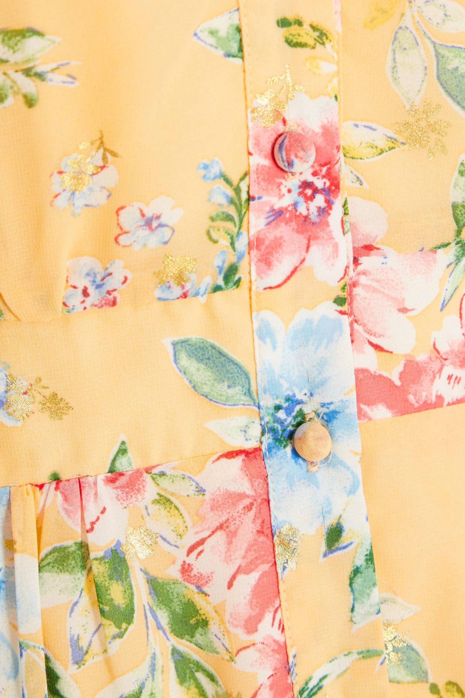 Yellow Chiffon Floral Shirt Dress - Image 6