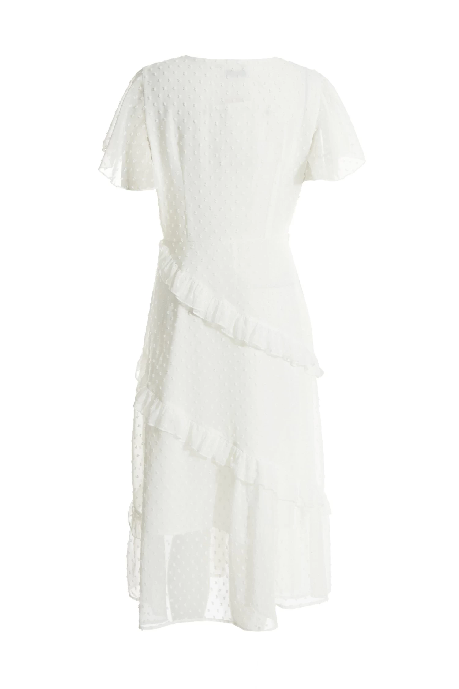 White Chiffon Dobby Wrap Midi Dress - Image 5