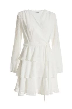 White Chiffon Polka Dot Skater Dress