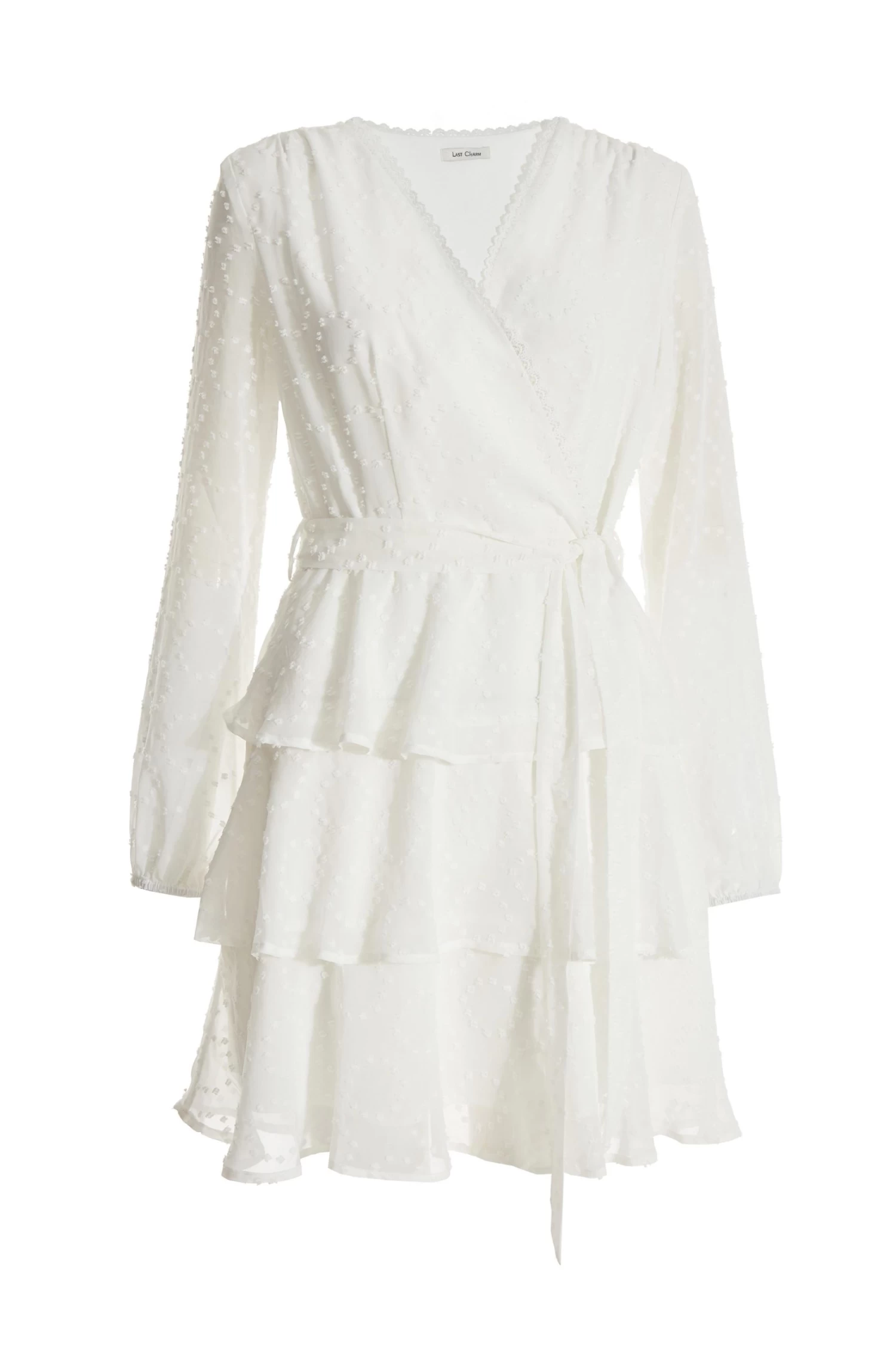 White Chiffon Polka Dot Skater Dress