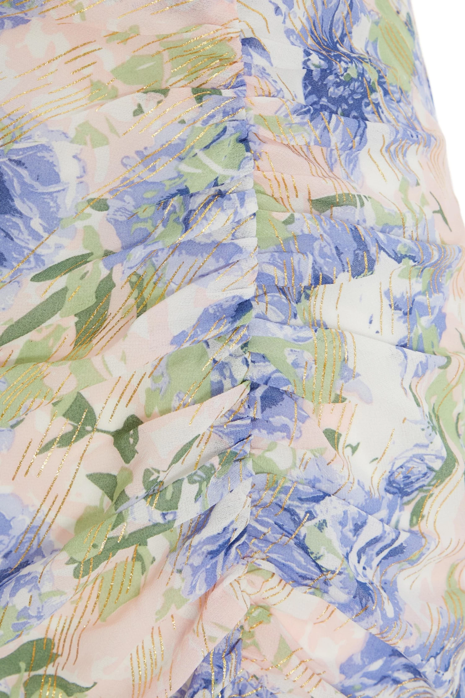 Pink Floral Chiffon Ruched Mini Dress - Image 6