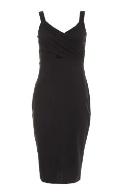Petite Black Cut Out Midi Dress