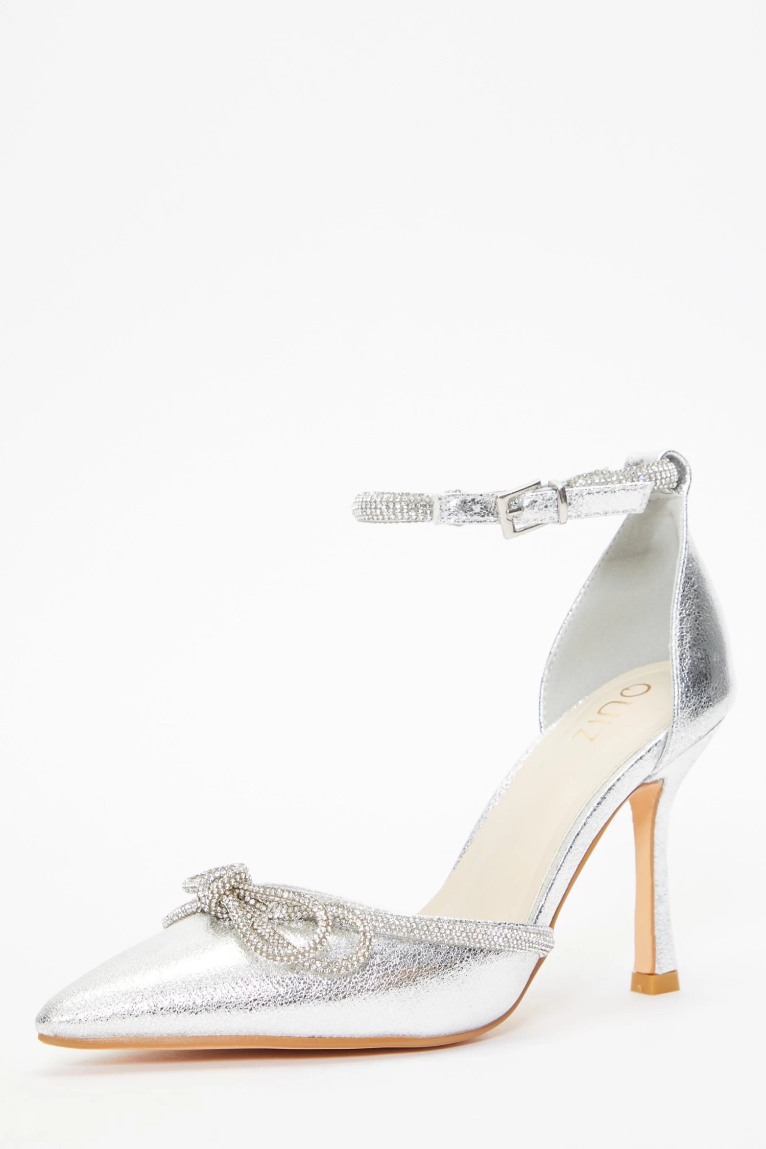 Silver Diamante Bow Court Heels - Image 3