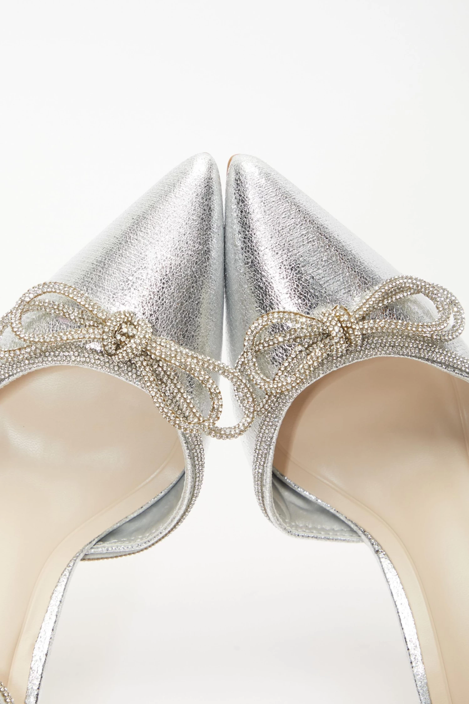Silver Diamante Bow Court Heels - Image 5