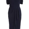 Curve Navy Wrap Midi Dress