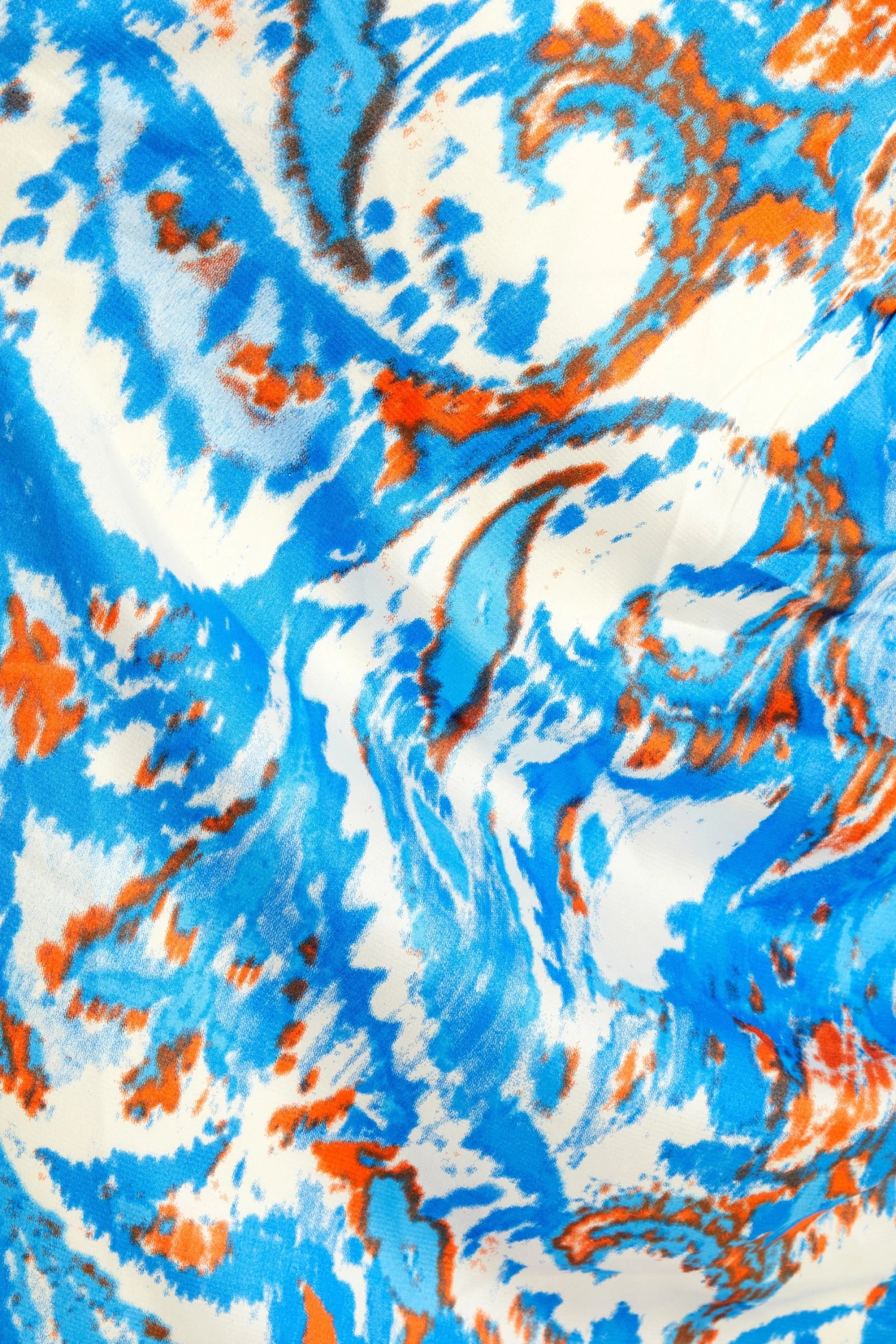 Curve Blue Satin Aztec Print Ruched Midi Skirt - Image 6