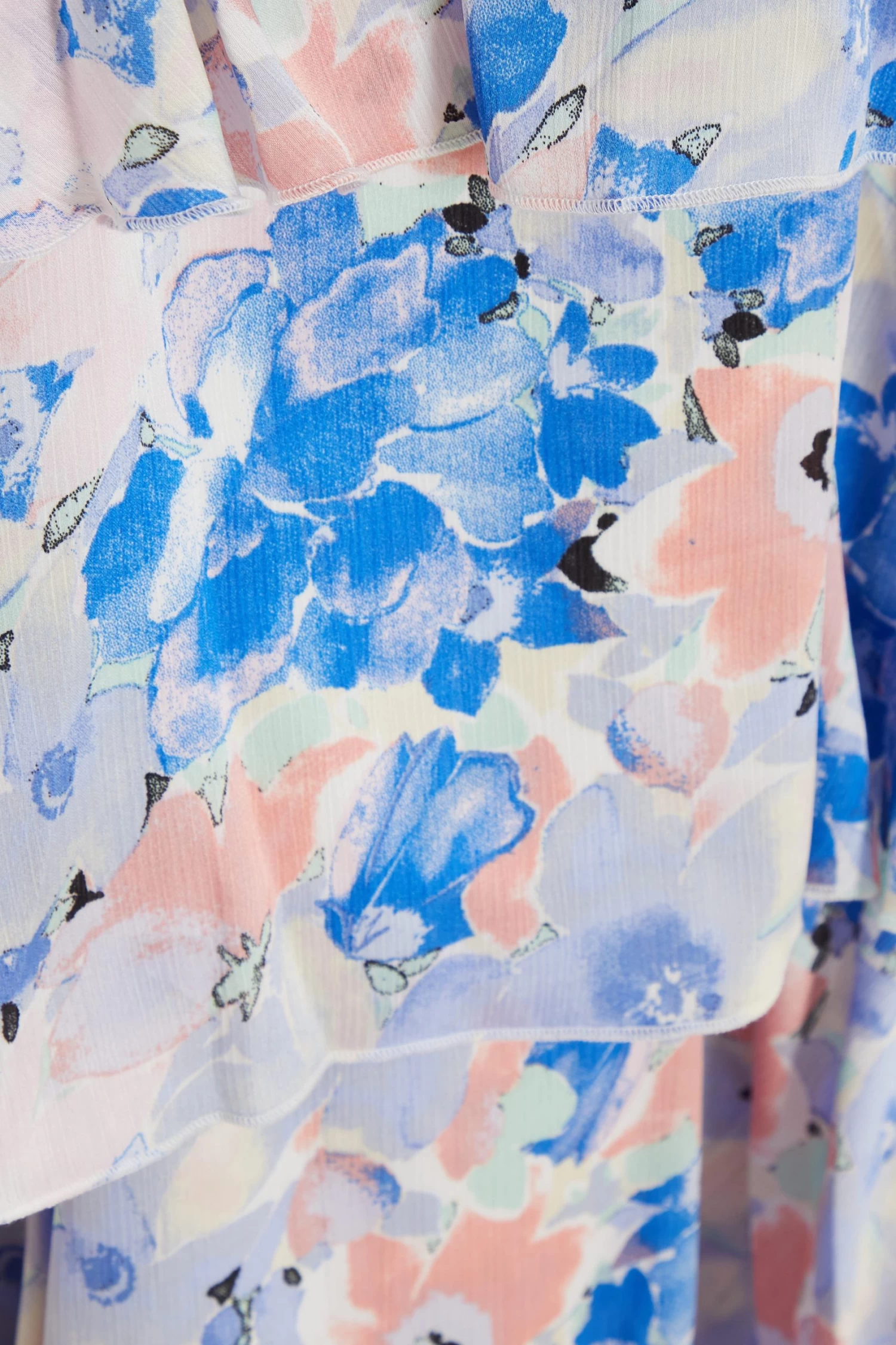 Curve Blue Chiffon Floral Tiered Midi Dress - Image 6