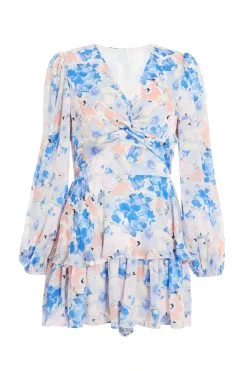 Blue Floral Chiffon Playsuit