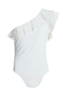 Cream One Shoulder Crochet Bodysuit