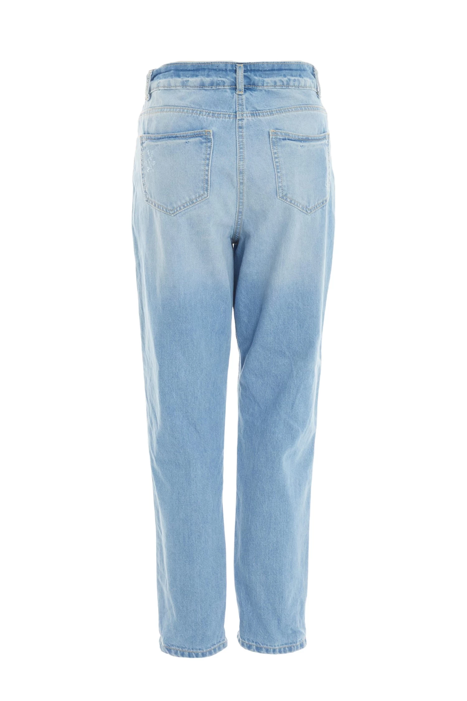 Light Blue Denim Ripped Mom Jeans - Image 5
