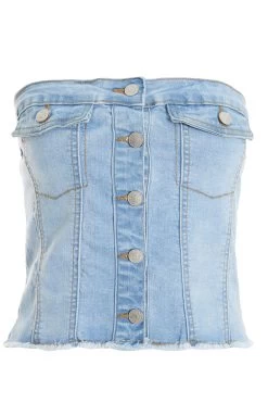 Light Blue Denim Bandeau Top