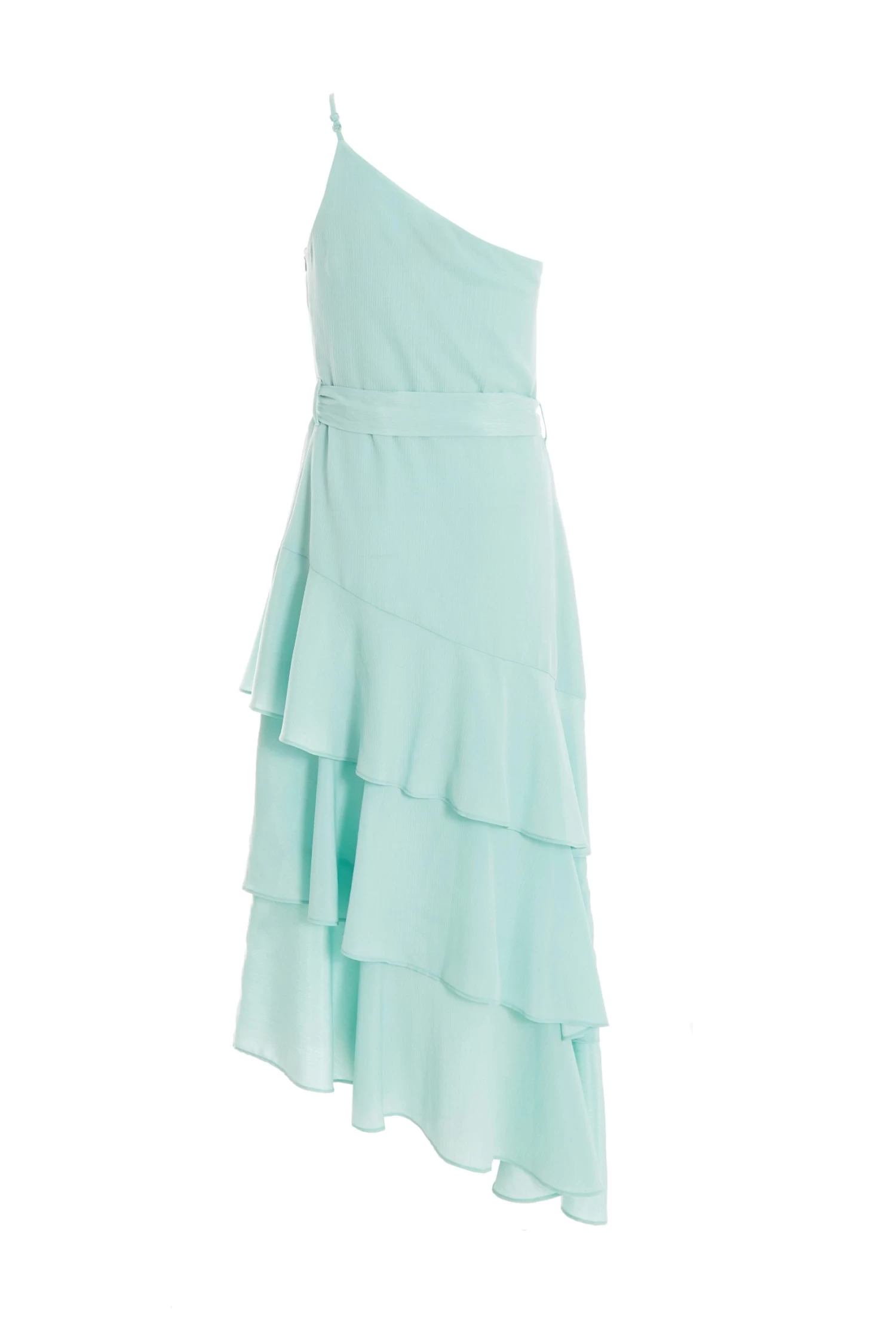 Mint Textured Chiffon One Shoulder Midaxi Dress - Image 5
