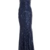 Navy Sequin Fishtail Maxi Dress