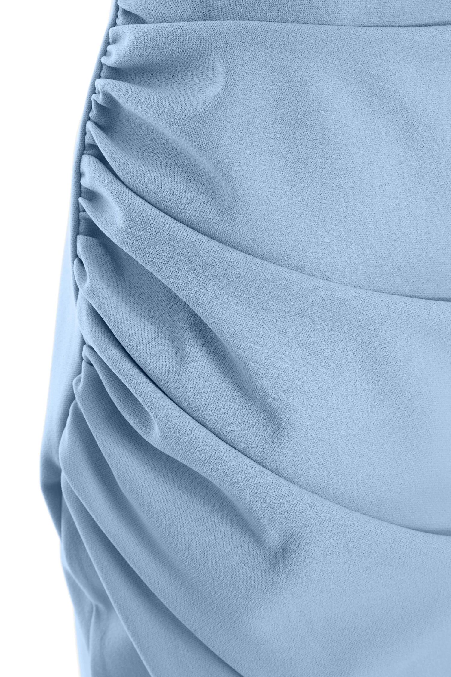 Light Blue One Shoulder Ruched Midi Dress - Image 6
