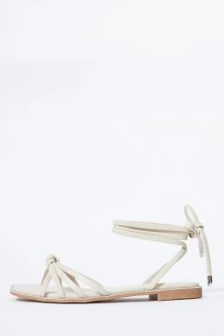 Nude Faux Leather Ankle Tie Sandals