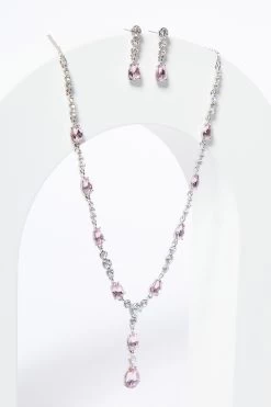 Pink Jewel Teardrop Jewellery Set