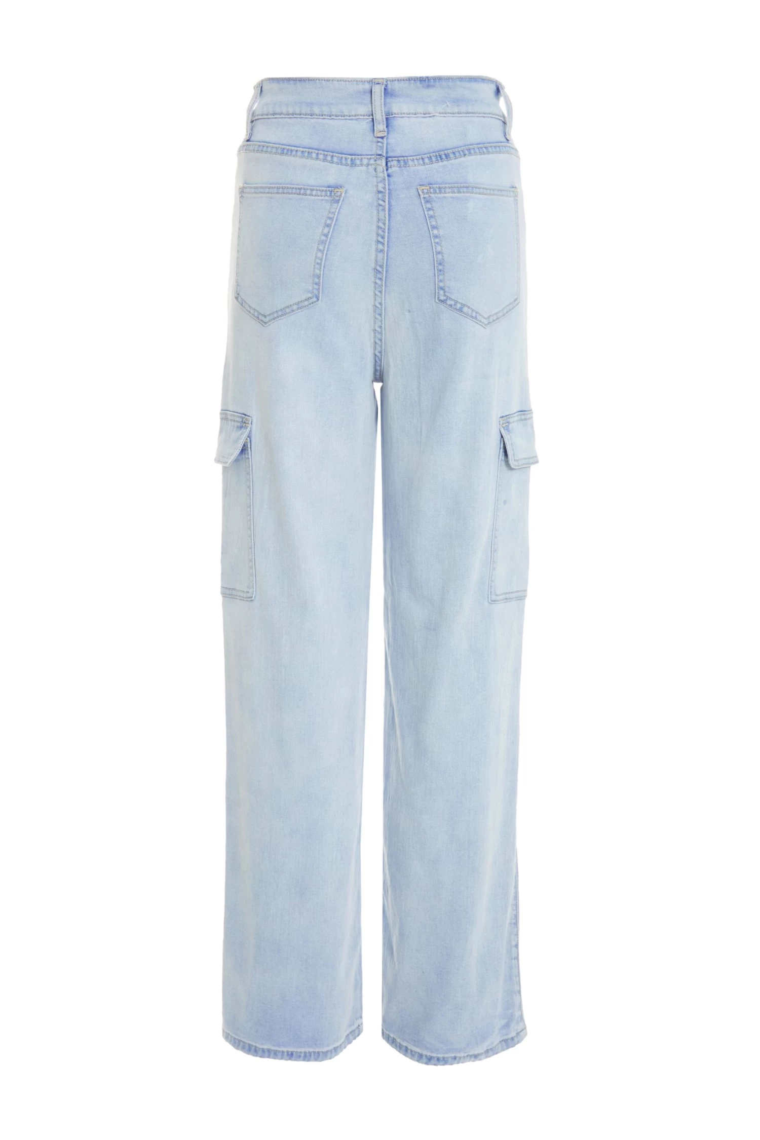 Light Blue Denim Wide Leg Cargo Jeans - Image 5