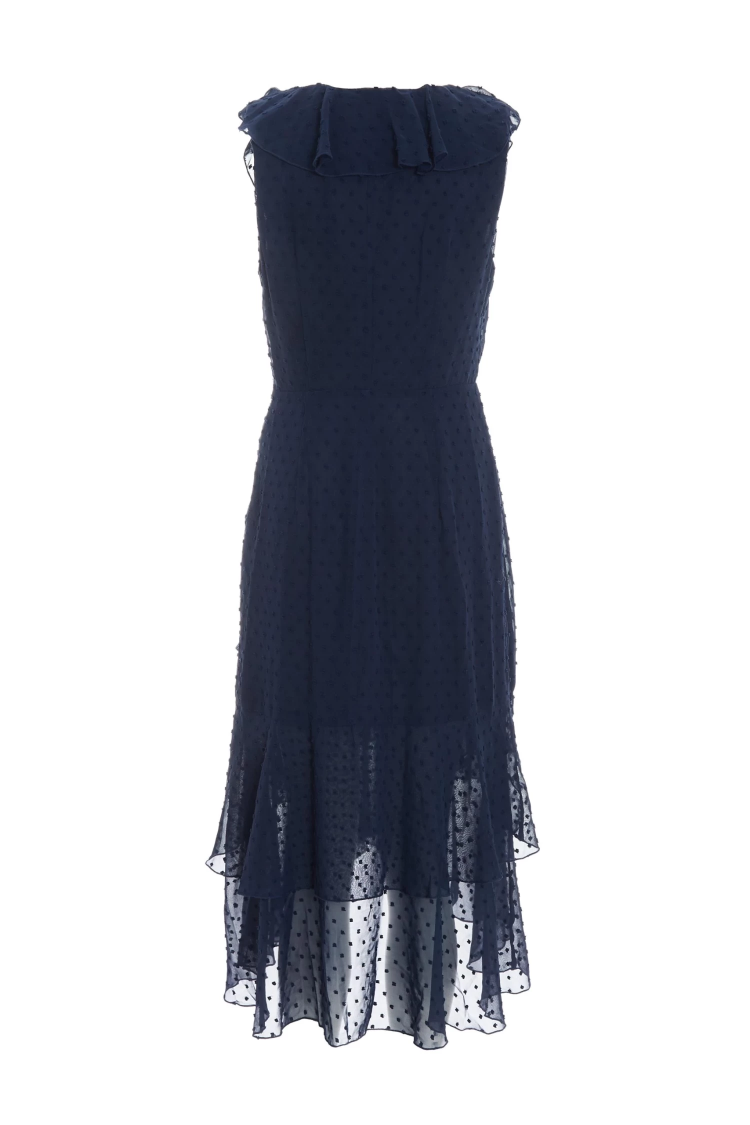 Navy Chiffon Dobby Wrap Midi Dress - Image 5