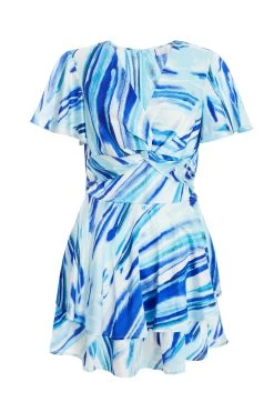 Blue Satin Brush Stroke Playsuit