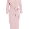 Pink Wrap Tie Midi Dress