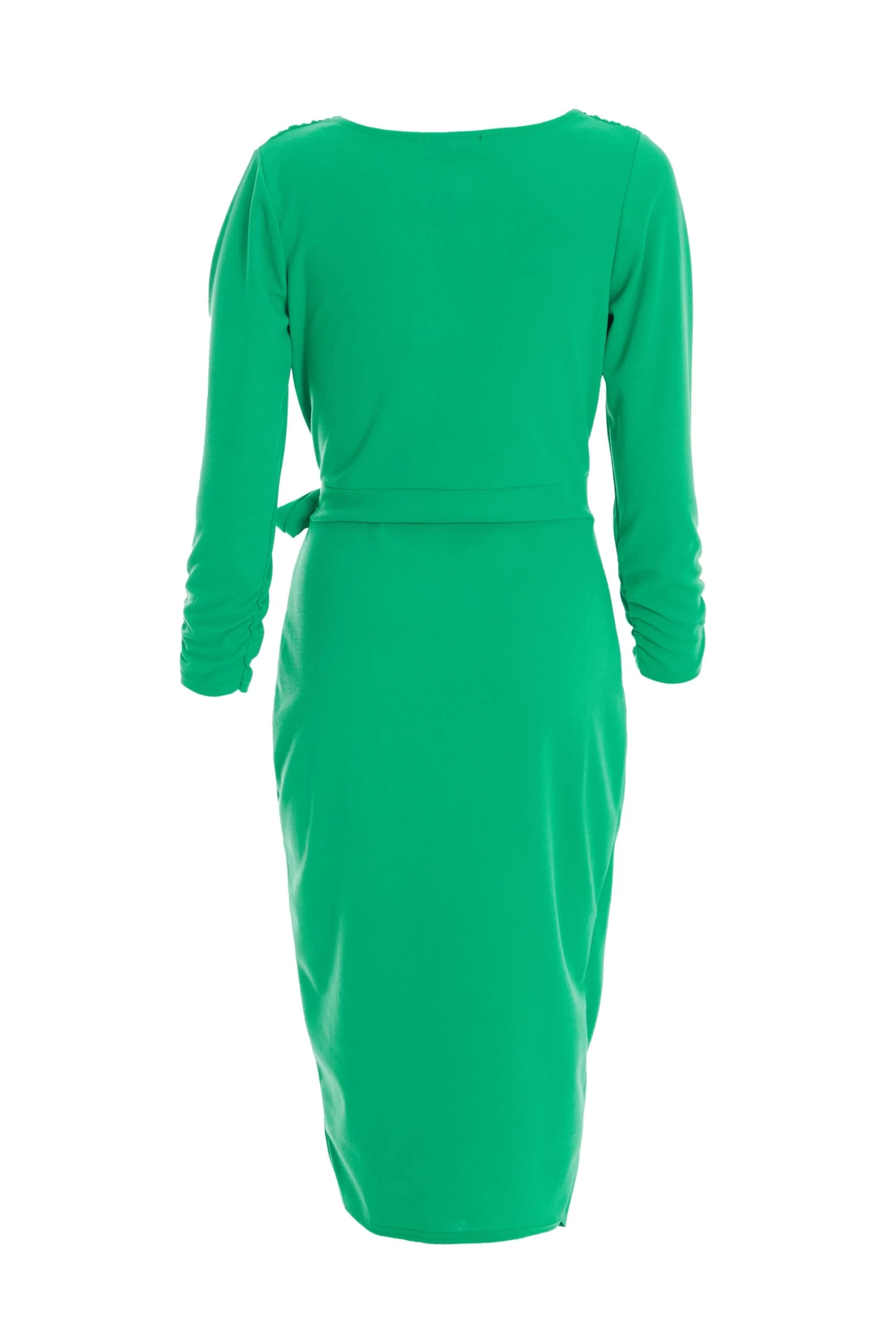 Jade Green Wrap Tie Midi Dress - Image 5