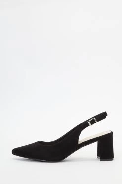 Wide Fit Black Slingback Block Heels