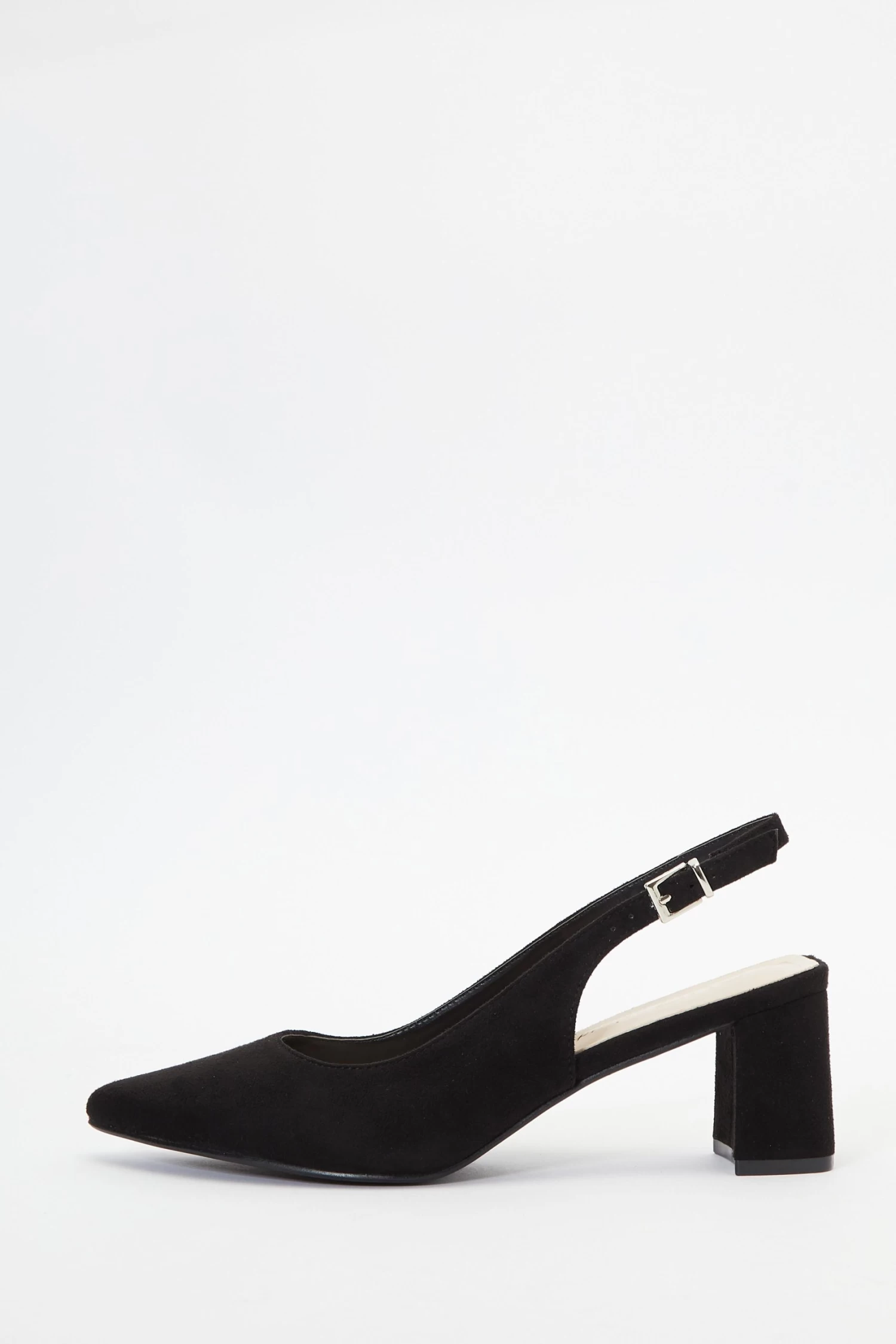 Wide Fit Black Slingback Block Heels