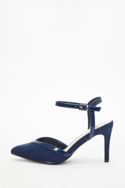 Wide Fit Navy Patent Court Heels