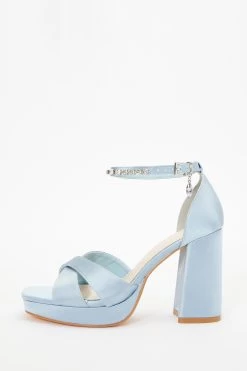 Wide Fit Blue Platform Heeled Sandals