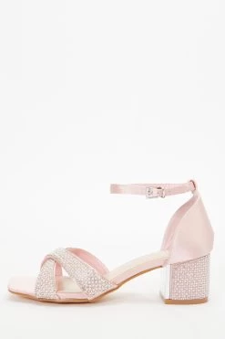 Wide Fit Pink Pearl Heeled Sandal