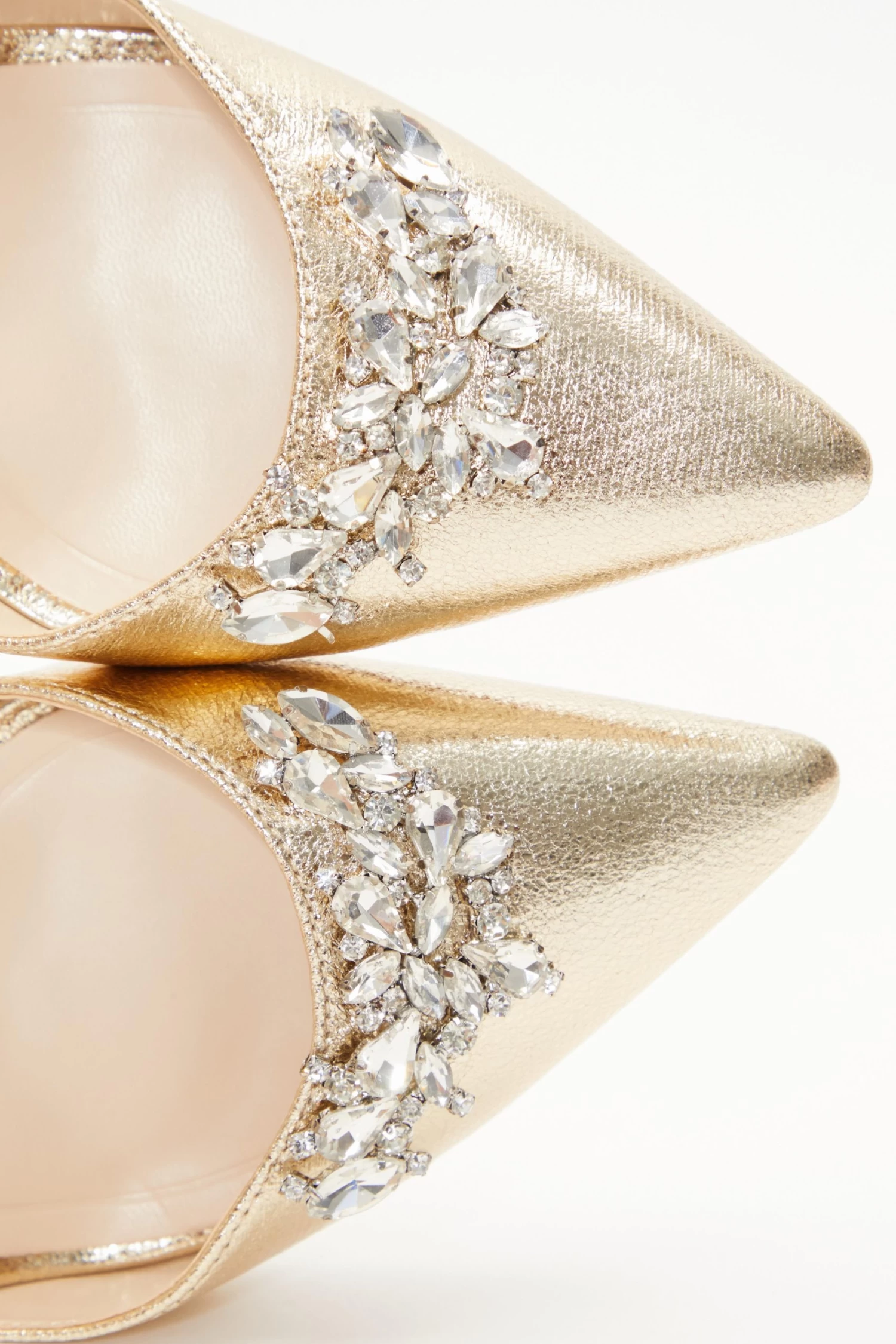 Wide Fit Gold Foil Diamante Court Heels - Image 5