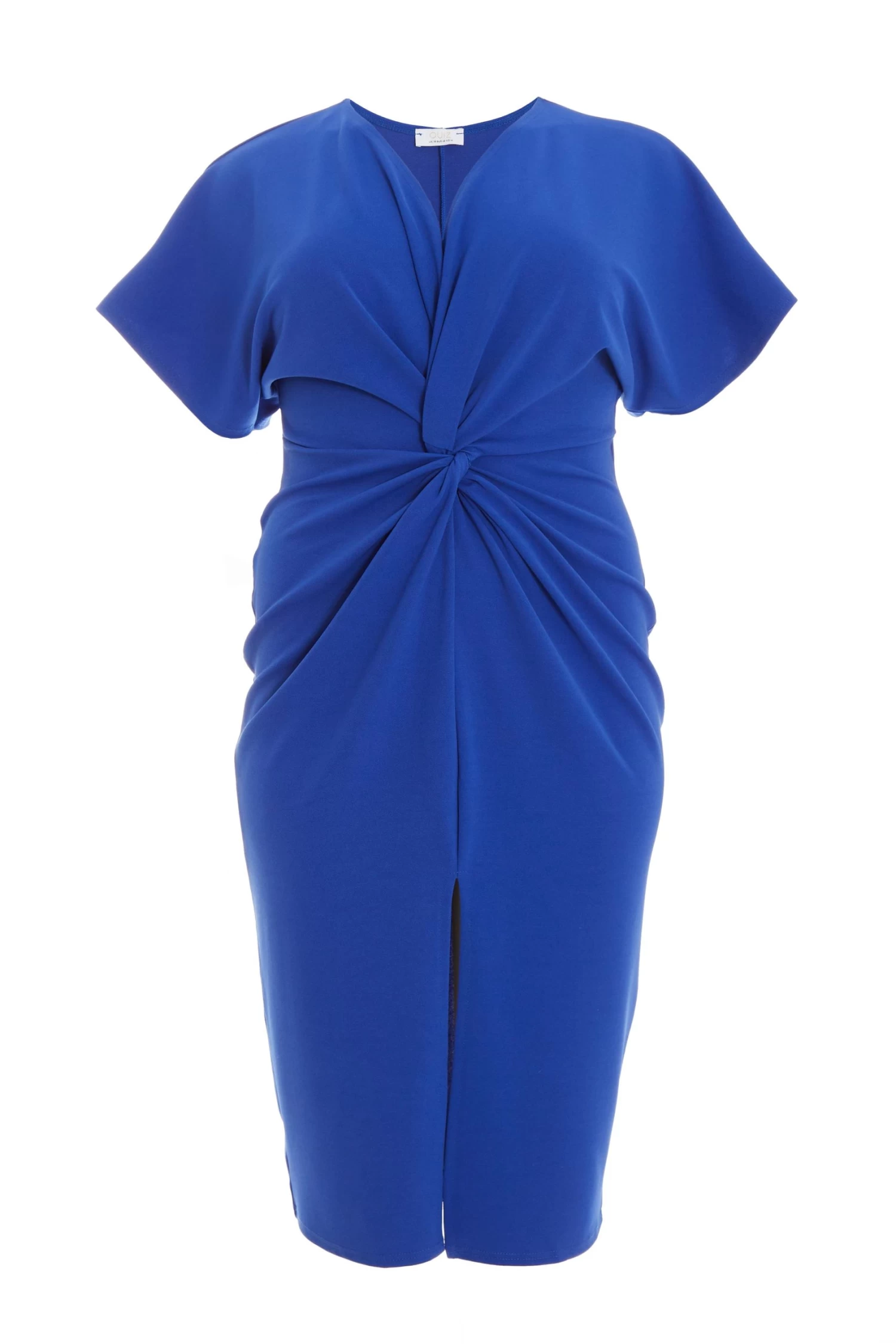 Curve Royal Blue Knot Front Midi Dress