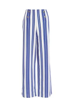 Royal Blue Stripe Print Palazzo Trousers
