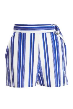 Royal Blue Stripe Print Shorts