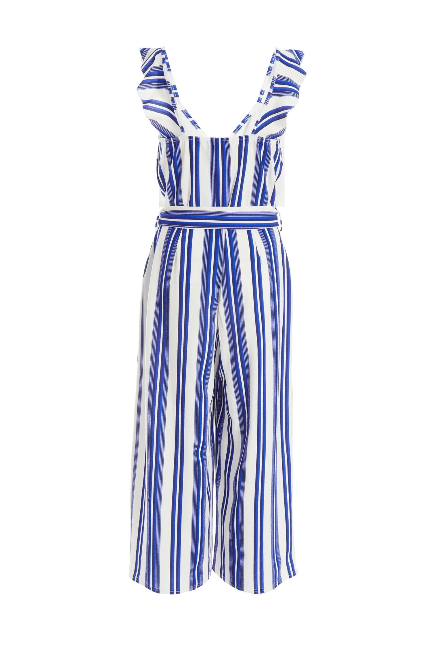 Royal Blue Striped Culotte Jumpsuit - Image 5
