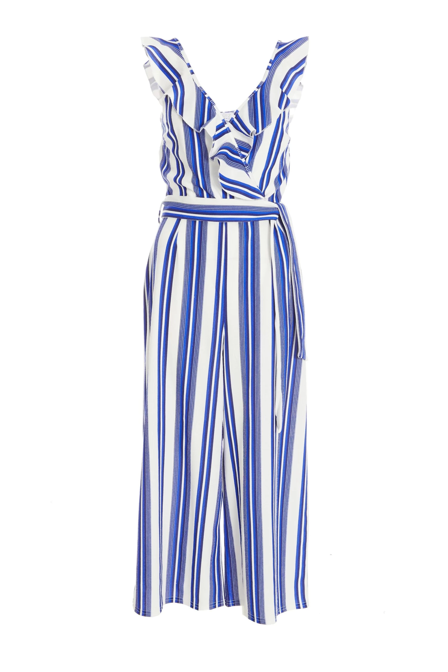 Royal Blue Striped Culotte Jumpsuit