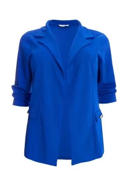 Curve Royal Blue Ruched Sleeve Blazer