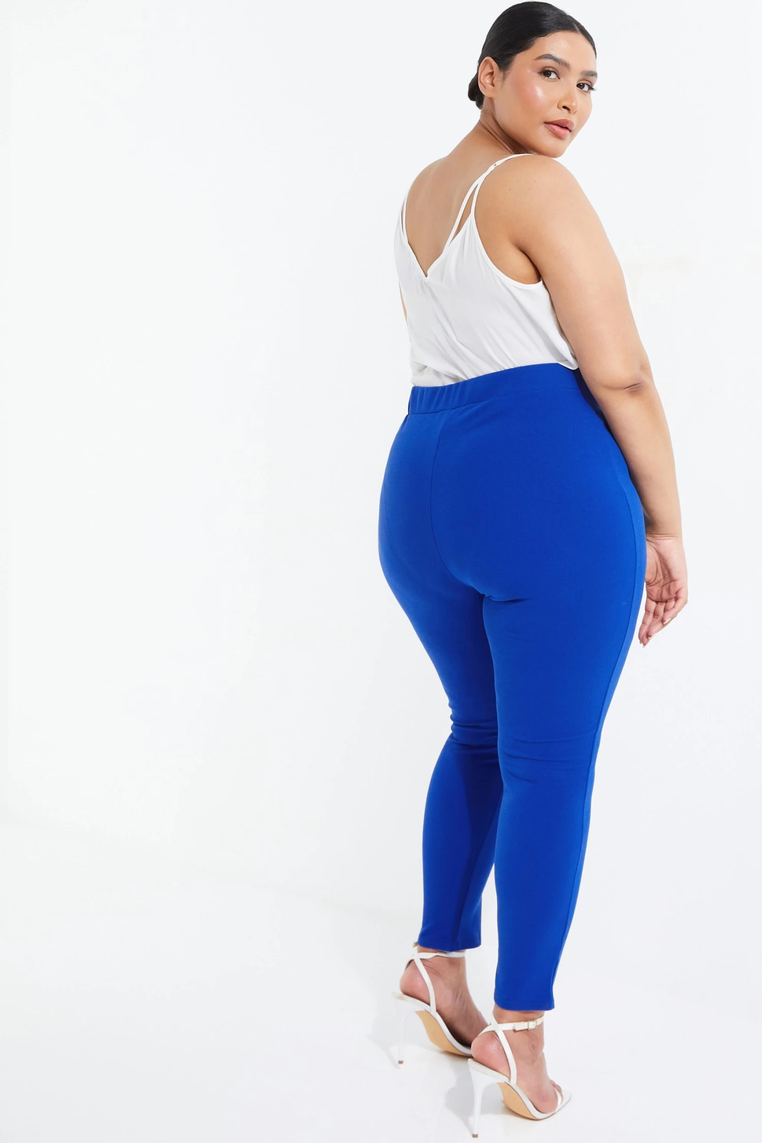 Curve Royal Blue Split Front Trousers - Image 3
