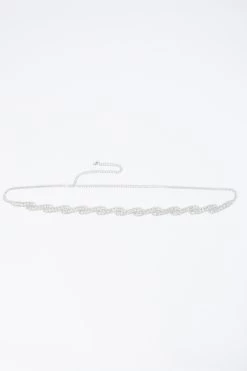 Silver Diamante Woven Belt