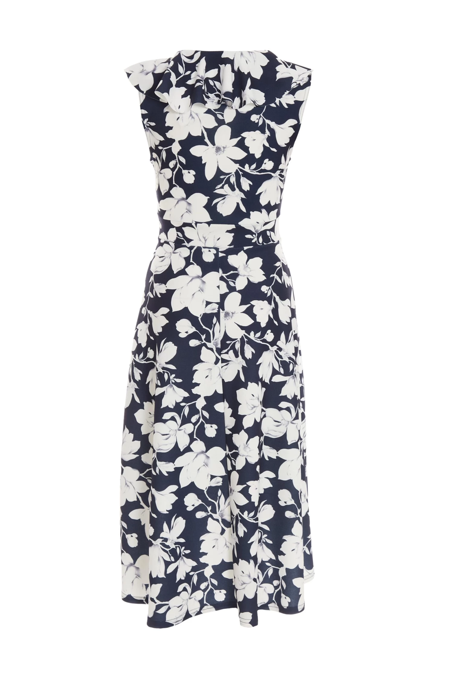 Petite Navy Floral Dip Hem Midi Dress - Image 5