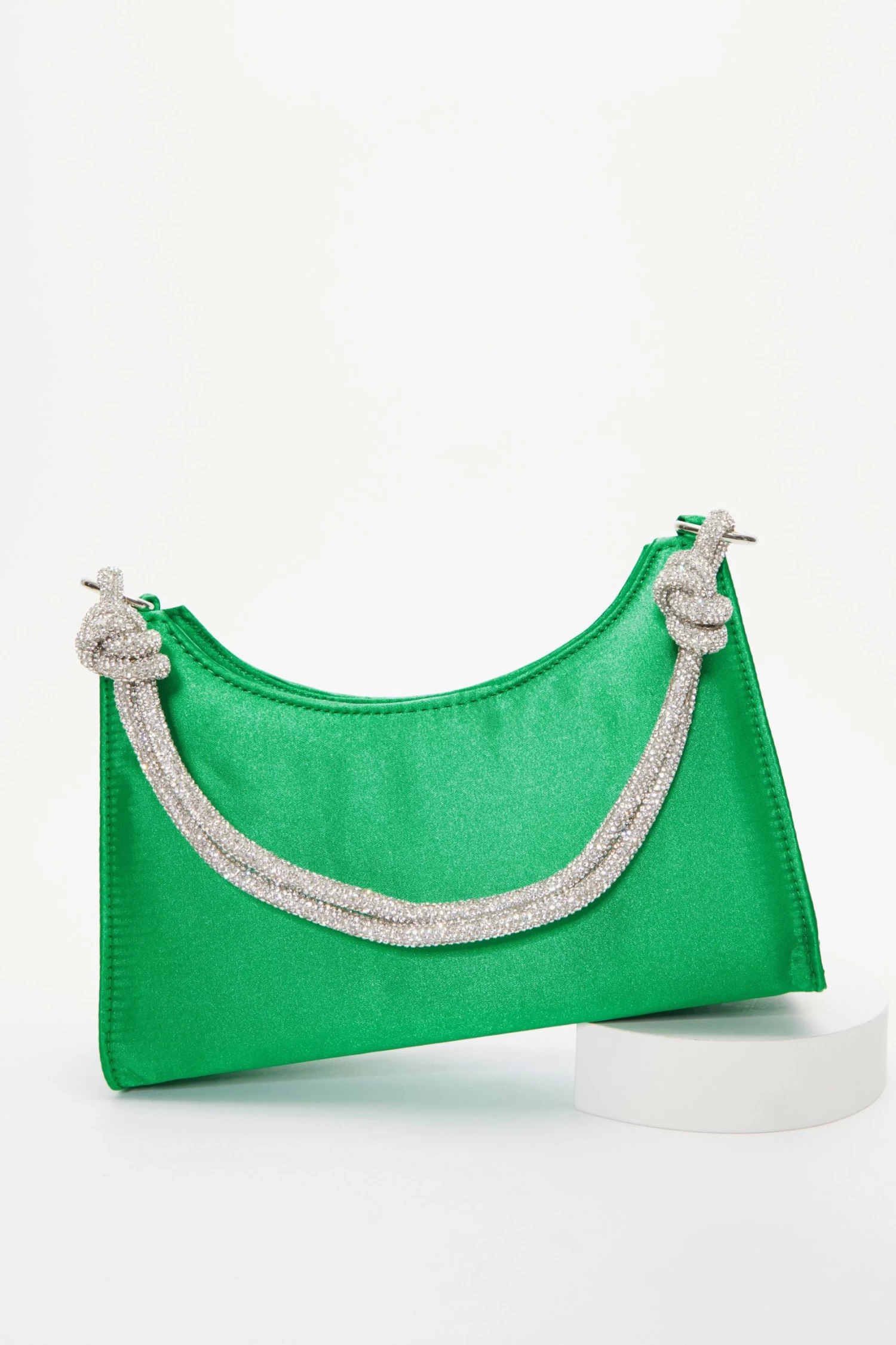 Green Satin Knot Shoulder Bag - Image 4