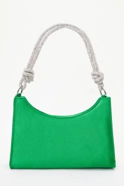 Green Satin Knot Shoulder Bag