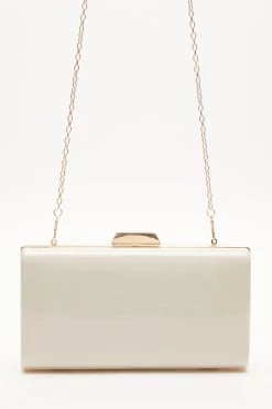 Nude Crocodile Print Box Bag